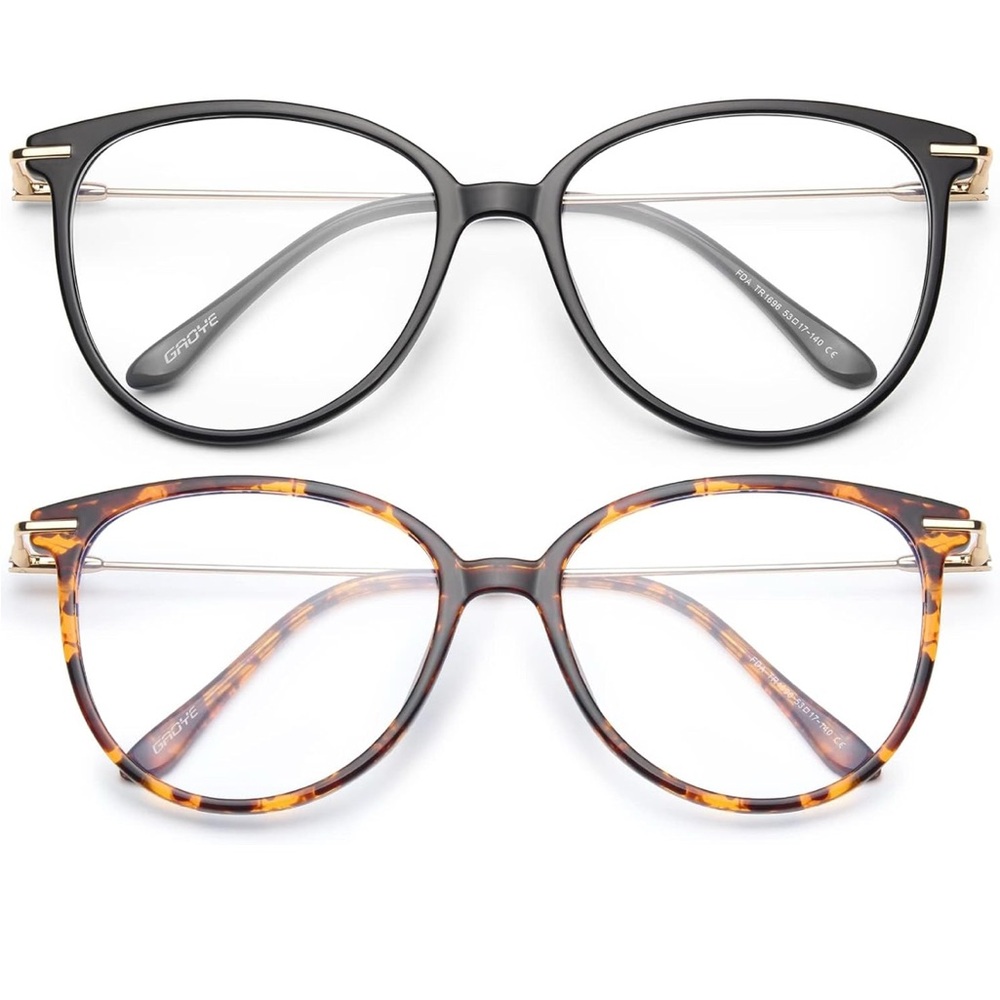 Gaoye Blue Light Blocking Glasses Women/Men, UV Ray Filter (Black + Leopard)